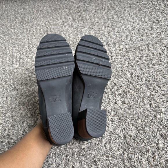 Sorel Addington Mules Waterproof Black Leather Block Heel Clogs Slip On 9.5 - Picture 4 of 8